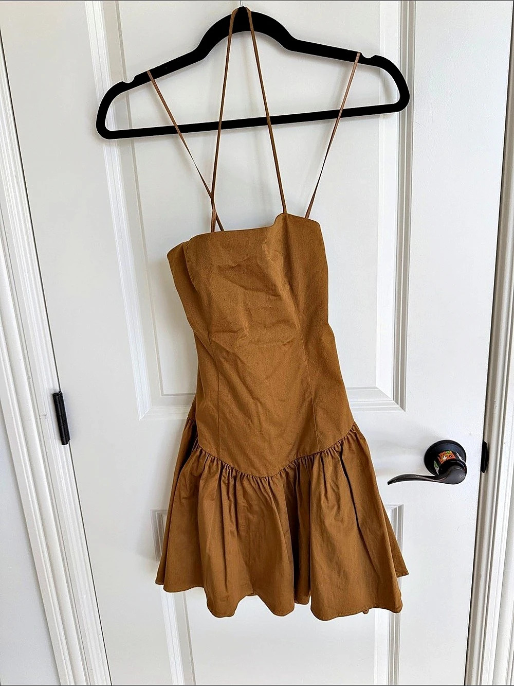 Maeve Halter Drop-Waist Mini Dress Brown Small